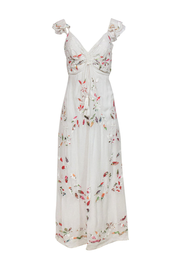 Anthropologie white dress with flowers